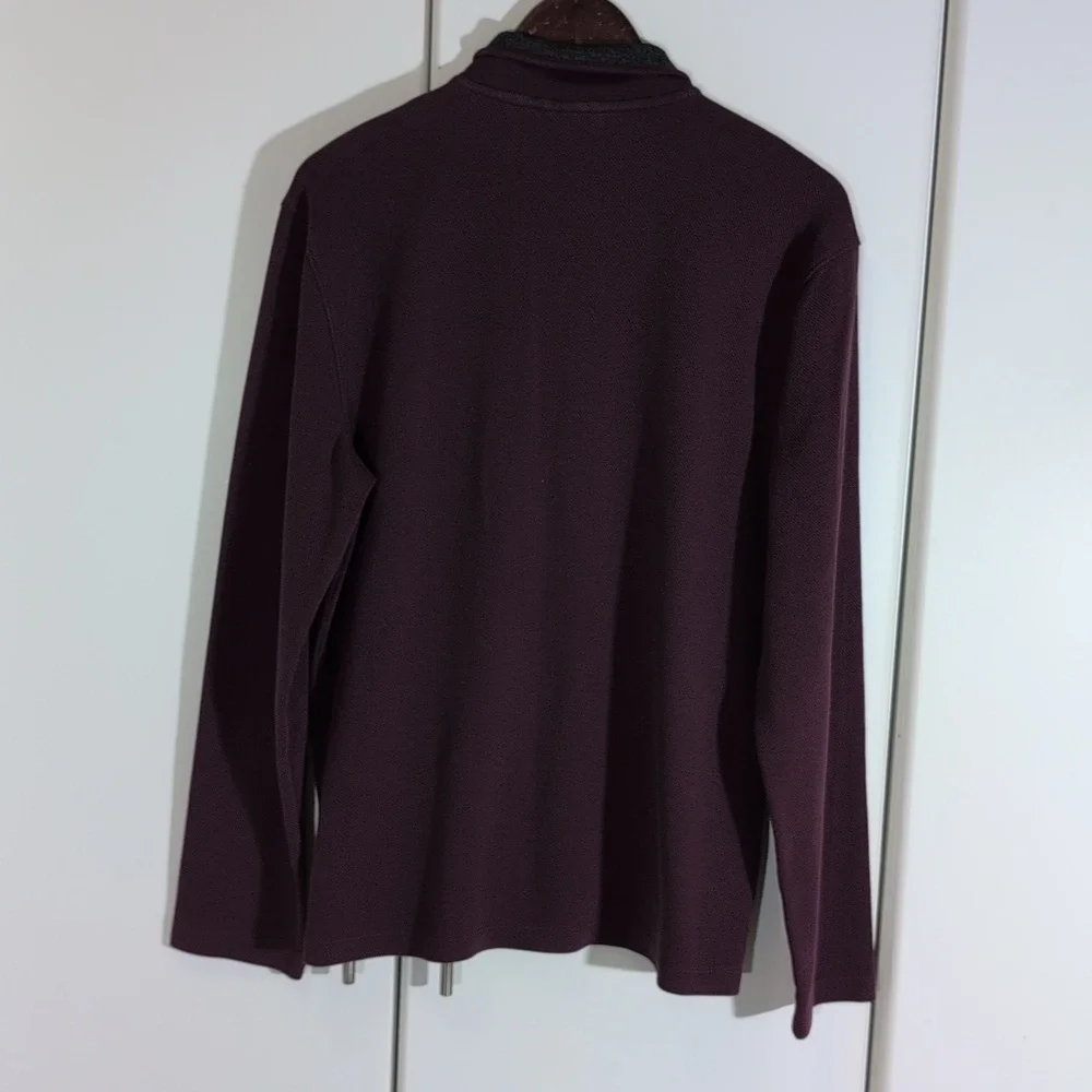 DKNY 1/4 Zip Mock Neck Long Sleeve Pullover Sweater Men Small Burgundy